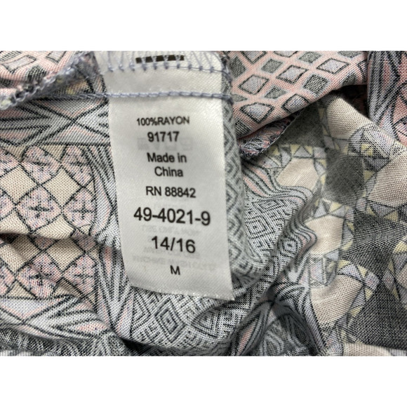 Ellos Pants Womens Medium 14-16 Rayon Quilt Geo Print Wide Leg Slacks Pockets - Picture 5 of 11